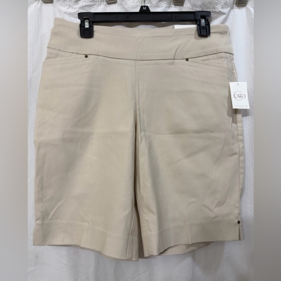 Cato Pants - Cato Khaki/Tan Stretch Cotton Bermuda Mid-Rise Pull-On Stretch Shorts Sz 10 NWT